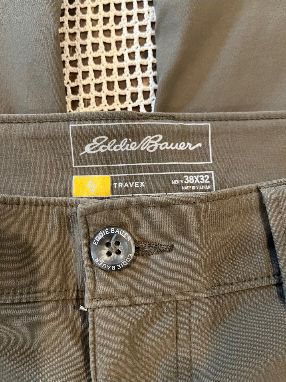 Eddie Bauer Travex Green Nylon Stretch Performance Outdoor Chino Pants 38X32
